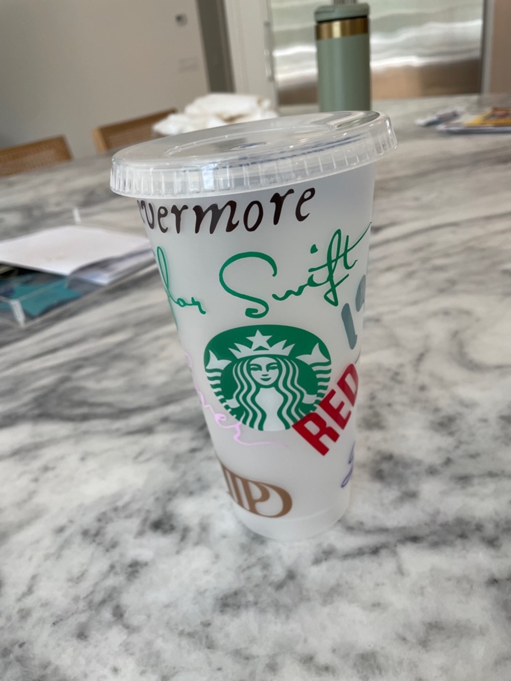 Starbucks Clear Logo Tumbler with Green, Red, Pink & Black Accents
